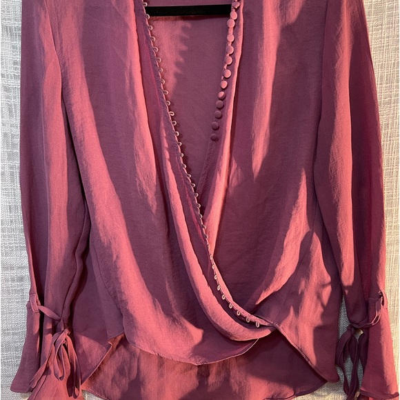 Wrap blouse, plum colored blouse - Picture 1 of 7